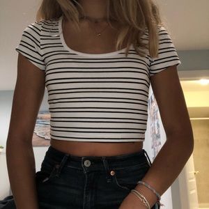 Black and white striped crop top